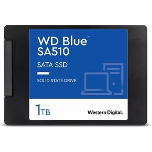 SSD накопитель Western Digital (WD) Blue SA510 3D NAND WDS100T3B0A 1ТБ 2,5 SATA (TLC) ssd накопитель western digital wd blue 3d nand wds500g3b0a 500гб 2 5 sata iii tlc