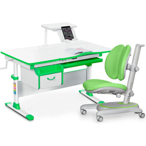 Комплект Mealux EVO Evo-40 Z (Evo-40 Z + Y-510 KZ) /(стол+полка+кресло+чехол) белая столешница, пластик зеленый