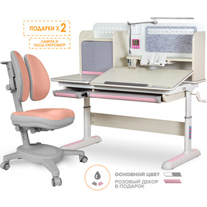 фото Комплект mealux winnipeg multicolor pn (bd-630 mg + pn + кресло y-115 pg) (стол + кресло) столешница белый дуб, накладки розовые и серые