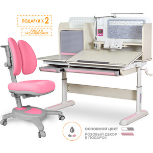 фото Комплект mealux winnipeg multicolor pn (bd-630 mg + pn + кресло y-115 kp) (стол + кресло) столешница белый дуб, накладки розовые и серые