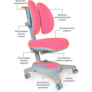 фото Комплект mealux winnipeg multicolor pn (bd-630 mg + pn + кресло y-115 kp) (стол + кресло) столешница белый дуб, накладки розовые и серые