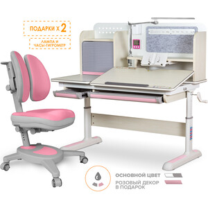 фото Комплект mealux winnipeg multicolor pn (bd-630 mg + pn + кресло y-115 dpg) (стол + кресло) столешница белый дуб, накладки розовые и серые