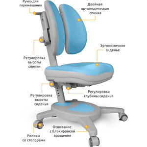 фото Комплект mealux winnipeg multicolor bl (bd-630 wg + bl + кресло y-115 blg) (стол + кресло) столешница белая, накладки голубые и серые