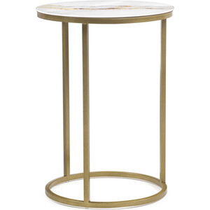 Журнальный столик Woodville Иберис круглый белый/золото приставной столик круглый 37 4x59 см золотой