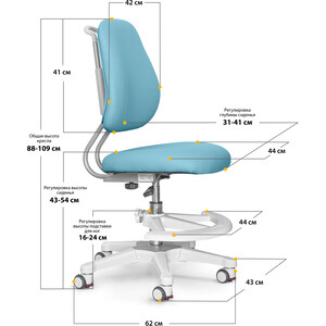 фото Комплект ergokids парта ergokids th-330 blue + кресло y-507 kbl (th-330 w/bl + y-507 kbl) столешница белая, накладки на ножках голубые