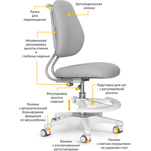 Комплект ErgoKids Парта TH-330 grey + кресло Y-507 KG (TH-330 W/G + Y-507 KG) столешница белая, накладки на ножках серые TH-330 W/G + Y-507 KG Парта TH-330 grey + кресло Y-507 KG (TH-330 W/G + Y-507 KG) столешница белая, накладки на ножках сер - фото 4