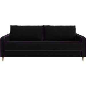 Прямой диван Лига Диванов Варшава микровельвет черный/фиолетовый прямой диван лига диванов варшава микровельвет фиолетовый