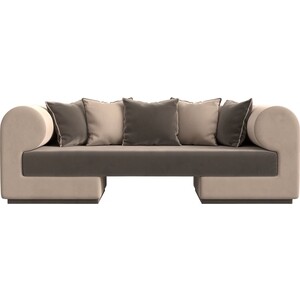 Прямой диван Лига Диванов Кипр велюр коричневый/бежевый диван кровать угловой сильва угловой версаль ск модель 008 альма 35 slv101911