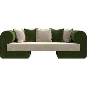 Прямой диван Лига Диванов Кипр микровельвет бежевый/зеленый прямой диван лига диванов кипр микровельвет зеленый