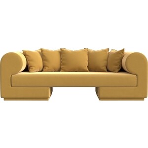 Прямой диван Лига Диванов Кипр микровельвет желтый прямой диван лига диванов амстердам лайт микровельвет желтый 112436