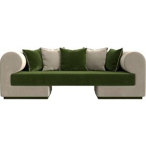 Прямой диван Лига Диванов Кипр микровельвет зеленый/бежевый прямой диван лига диванов варшава микровельвет зеленый