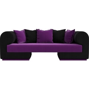 Прямой диван Лига Диванов Кипр микровельвет фиолетовый/черный