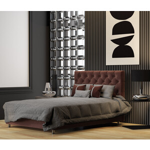 Кровать двуспальная с подъемным механизмом Шарм-Дизайн Шармэль 140 велюр Дрим шоколад кровать двуспальная мебелико герда экокожа коричневая