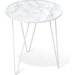 Стол журнальный Мебелик SHT-CT27 белый муар/белый мрамор столик журнальный 470х470х600 муар