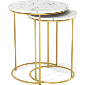 Стол журнальный Мебелик SHT-CT7 мрамор каррара белый/золото стол журнальный мебелик рид голд 430 белый мрамор золото п0004794