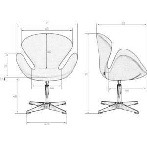 Кресло дизайнерское Dobrin SWAN LMO-69A черная ткань AF9, золотое основание