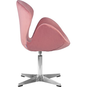 Кресло дизайнерское Dobrin SWAN LMO-69A розовый велюр BLUVEL52, алюминиевое основание