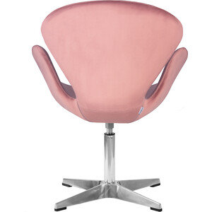 Кресло дизайнерское Dobrin SWAN LMO-69A розовый велюр BLUVEL52, алюминиевое основание