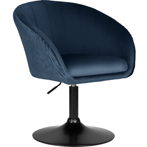 Кресло дизайнерское Dobrin EDISON BLACK LM-8600_BlackBase синий велюр (1922-20) стул барный dobrin darcy lm 5025 синий велюр 1922 20