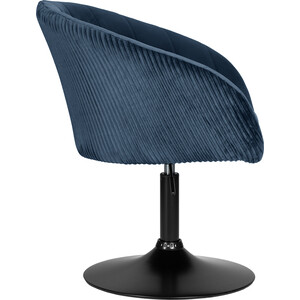 Кресло дизайнерское Dobrin EDISON BLACK LM-8600_BlackBase синий велюр (1922-20)