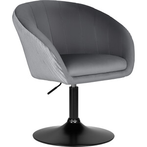 Кресло дизайнерское Dobrin EDISON BLACK LM-8600_BlackBase серый велюр (1922-19) офисное кресло для персонала dobrin terry lm 9400 мятный велюр mj9 87