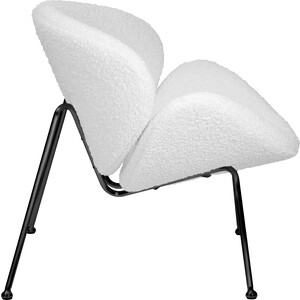 Кресло дизайнерское Dobrin EMILY LMO-72 белый (букле) ткань, черное основание