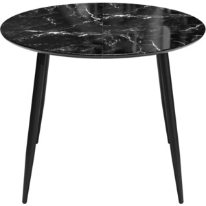 Стол обеденный Dikline SFR100 стекло черное мрамор глянец/опоры черные