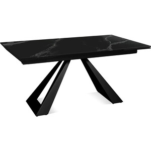 Стол обеденный Dikline SKZ140 керамика черный мрамор/подстолье черное/опоры черные (2 уп.)