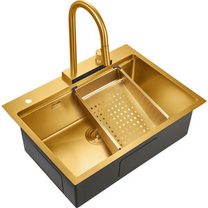 кухонная мойка mixline pro 78х50 левая золото 4610211009349 Кухонная мойка Milacio Denia 68 Steel золото (MC.77418)
