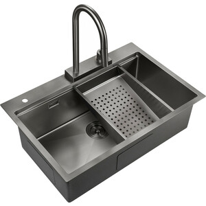 Кухонная мойка Milacio Denia 75 Steel сталь воронёная (MC.77429) крючок для ванной комнаты belz b905 вороненая сталь b90505 1