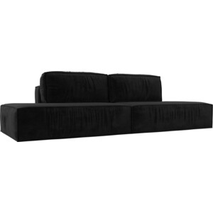 фото Прямой диван лига диванов прага лофт велюр черный