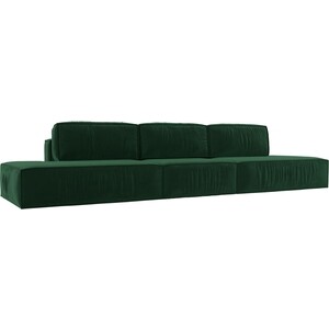фото Прямой диван лига диванов прага лофт лонг велюр зеленый