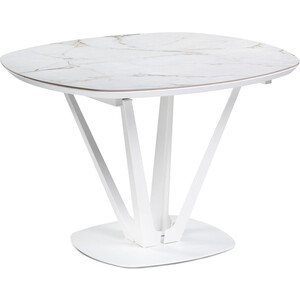 Керамический стол Woodville Азраун белый ковёр овальный silver d230 размер 80x150 см light gray