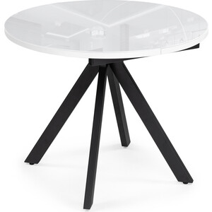 Стеклянный стол Woodville Ален 90(120)х90х77 белый / черный стол обеденный раздвижной sirius дуб артисан белый 120 160