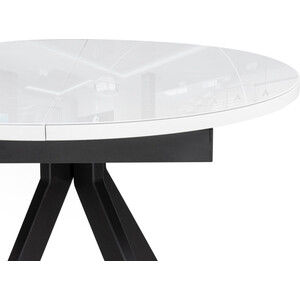 Стеклянный стол Woodville Ален 90(120)х90х77 белый / черный