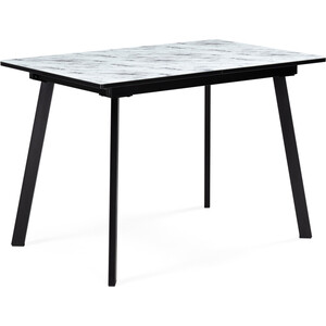 Стеклянный стол Woodville Агни 110(140)х68х76 мрамор белый / черный матовый стеклянный стол woodville агни 110 140 х68х76 мрамор белый матовый