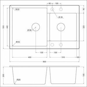 фото Кухонная мойка emar emq-2800.q оникс