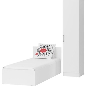 Кровать СВК 800 + Пенал Стандарт, цвет белый, ШхГхВ 83,5х203,5х70 + 45х52х200 см, 80х200основание есть (1024249)