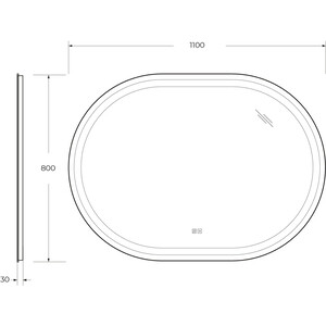 фото Зеркало cezares giubileo 110х80 с подсветкой, сенсор, подогрев (czr-spc-giubileo-1100-800-tch-warm)