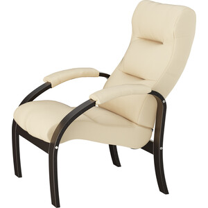 кресло мебелик ретро ткань голубой каркас венге п0005654 Кресло для отдыха Мебелик Шоле экокожа Ева 2, каркас венге