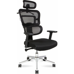 Офисное кресло NORDEN Ergo A111 черный пластик / черная сетка / черная ткань кресло офисное brabix trust ex 535 экокожа черная ткань серая 20 23 531383