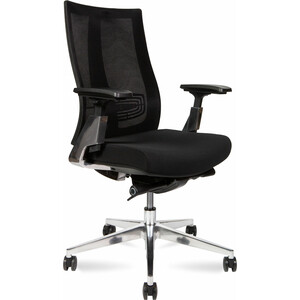 фото Офисное кресло norden vogue aluminium lb ch-203b-b-bb черный пластик / черная сетка / черная ткань / алюминий база