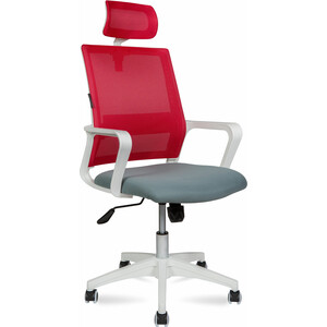 Офисное кресло NORDEN Бит 815AW-AF08-T58 белый пластик / красная сетка / темно серая ткань офисное кресло norden гарда lb la 035 пластик черная сетка черная сидушка