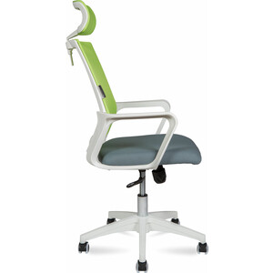 Офисное кресло NORDEN Бит 815AW-AF07-T58 белый пластик / зеленая сетка / темно серая ткань