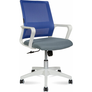 Офисное кресло NORDEN Бит LB 815BW-AF01-T58 белый пластик / синяя сетка / темно серая ткань офисное кресло norden бит lb 815b af01 t09 пластик синяя сетка черная ткань