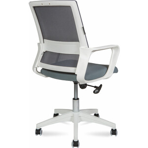 Офисное кресло NORDEN Бит LB 815BW-AF03-T58 белый пластик / серая сетка / темно серая ткань