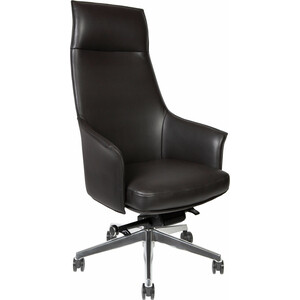 Офисное кресло NORDEN Бордо A1918 black leather черная кожа / алюминий крестовина