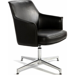Офисное кресло NORDEN Бордо CF C1918 CF black leather черная кожа / алюминий крестовина