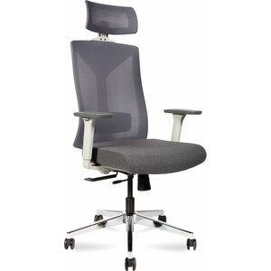 Офисное кресло NORDEN Бостон SL 8001A-2 grey серая сетка / серая ткань / серый пластик / хром крестовина кресло офисное norden стайл 1 cf хром черная сетка черная ткань