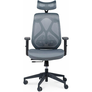 Офисное кресло NORDEN Имидж YS-0817H(D+T) черный пластик / серая сетка / серая ткань
